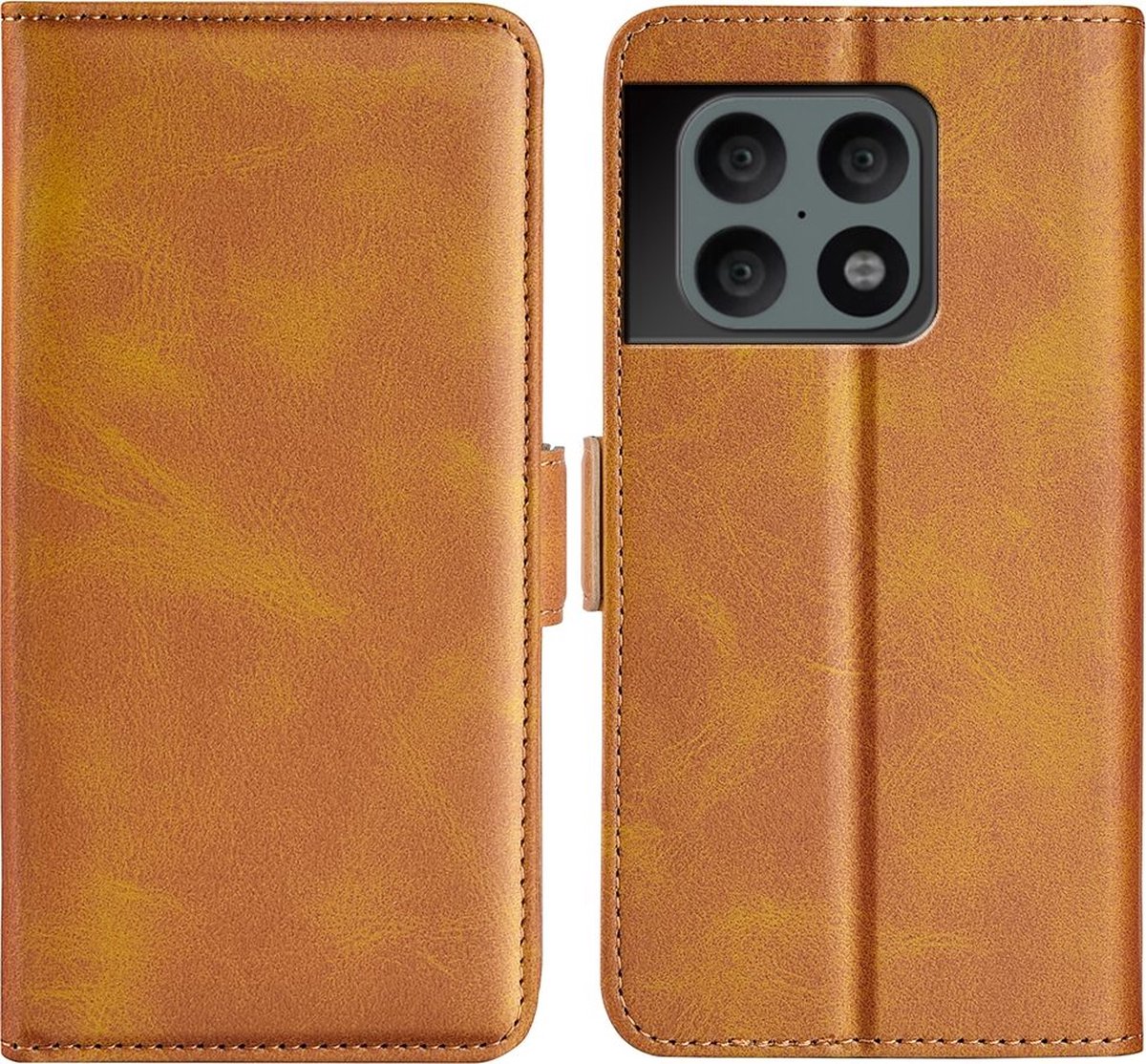 Mobigear Telefoonhoesje geschikt voor OnePlus 10 Pro Hoesje | Mobigear Slim Magnet Bookcase Portemonnee | Pasjeshouder voor 3 Pasjes | Telefoonhoesje voor Pinpas / OV Kaart / Rijbewijs - Cognac