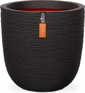 Capi Europe - Bloempot bol Rib NL - 43x41 - Zwart - Opening Ø35 - Bloempot voor binnen en buiten - Levenslang garantie - Breukbestendig - 100% Recyclebaar - CO2 Neutraal geproduceerd - KBLR933