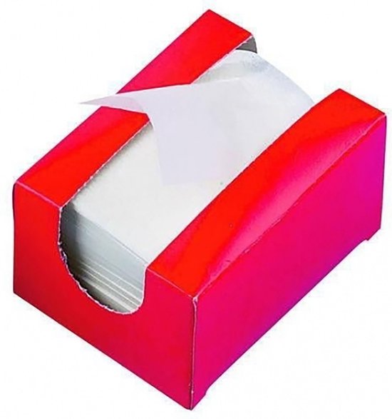 Rode houder met witte papieren, "end wraps" voor permanenten.