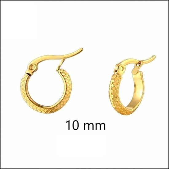 Aramat jewels ® - Bewerkte oorringetjes antwerpen goudkleurig 10mm chirurgisch staal