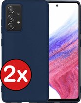 Samsung Galaxy A53 Hoesje Siliconen Case Cover - Samsung A53 Hoesje Cover Hoes Siliconen - Donker Blauw - 2 PACK