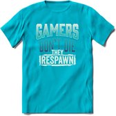 Gamers don't die T-shirt | Blauw | Gaming kleding | Grappig game verjaardag cadeau shirt Heren – Dames – Unisex | - Blauw - M