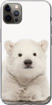 Geschikt voor iPhone 12 Pro Max hoesje - IJsbeer - Dieren - Kinderen - Wit - Jongens - Meisjes - Siliconen Telefoonhoesje