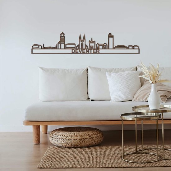 Skyline Deventer Zwart Mdf 90 Cm Wanddecoratie Voor Aan De Muur Met Tekst City Shapes