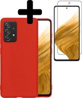 Hoesje Geschikt voor Samsung A53 Hoesje Siliconen Case Met Screenprotector - Hoes Geschikt voor Samsung Galaxy A53 Hoes Siliconen - Rood