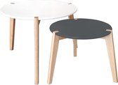 Wit mat zwart gelakte nesttafels - Set van 2