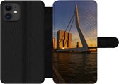 Bookcase Geschikt voor iPhone 12 Pro telefoonhoesje - Rotterdam - Zonsondergang - Erasmus - Met vakjes - Wallet case met magneetsluiting