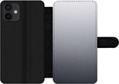 Bookcase Geschikt voor iPhone 12 telefoonhoesje - Aluminium print - Metaal - Grijs - Met vakjes - Wallet case met magneetsluiting