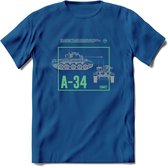 A34 Comet leger T-Shirt | Unisex Army Tank Kleding | Dames / Heren Tanks ww2 shirt | Blueprint | Grappig bouwpakket Cadeau - Donker Blauw - XL