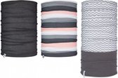 sjaal Active polyester/fleece roze/zwart/grijs 3 stuks