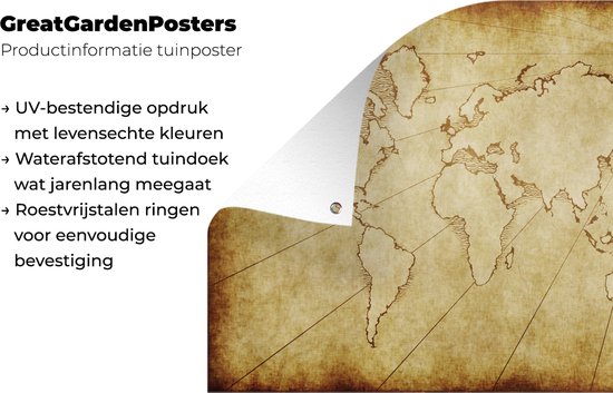 Décoration de Jardin Wereldkaart - Vintage - Marron - 40x30 cm