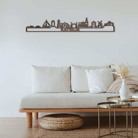 Skyline Katwijk Walnut 130 Cm Décoration murale murale pour le mur avec texte City Shapes