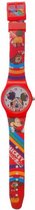 horloge in blik Mickey Mouse junior 23 cm rood