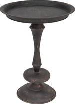 Clayre & Eef Bijzettafel Ø 49*67 cm Zwart, Bruin Ijzer Side table Tafeltje