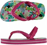 teenslippers toekan meisjes groen/roze maat 23-24