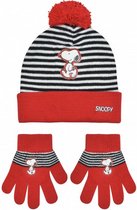 winterset Snoopy acryl/polyester rood/zwart/wit 3-delig