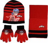 winterset meisjes acryl rood/zwart 4-delig one-size