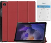 Case2go - Tablet hoes & Screenprotector geschikt voor Samsung Galaxy Tab A8 - 10.5 Inch - Auto Wake/Sleep functie - Donker Rood