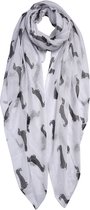 Juleeze Sjaal Dames Print 80x180 cm Wit Synthetisch Honden Shawl Dames Cadeau voor haar