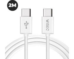 WiseQ USB C Kabel - 2 Meter USB-C Oplader Kabel - Geschikt voor iPhone 17, iPhone 16 en iPhone 15 - Wit