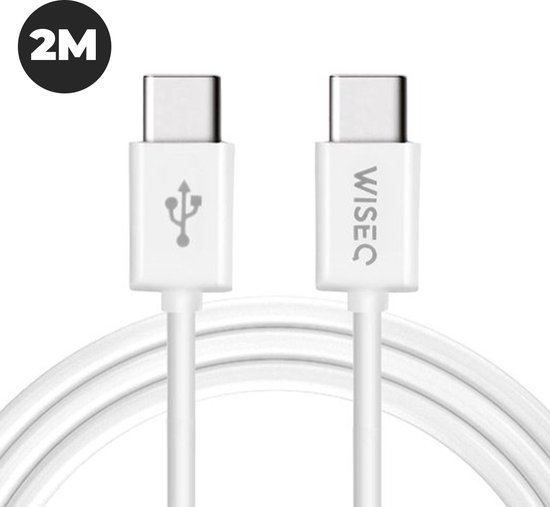 WiseQ USB C Kabel - 2 Meter USB-C Oplader Kabel - Geschikt voor iPhone 17, iPhone 16 en iPhone 15 - Wit