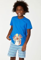 Woody pyjama jongens - axolotl - blauw - 221-1-PSU-S/837 - maat 128