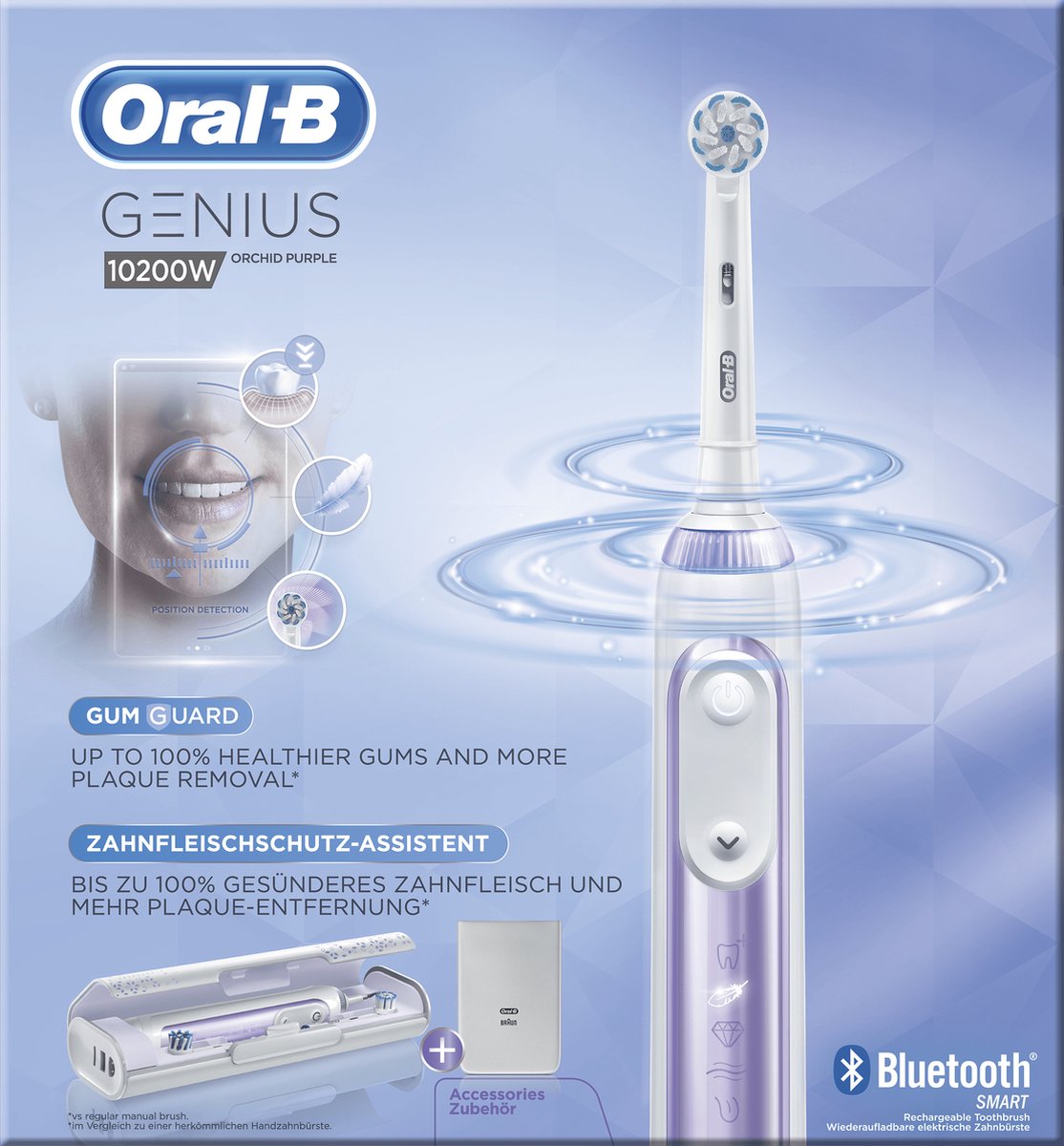 Afbeelding 2 van Oral-B Genius 10200W Orchid Purple Elektrische Tandenborstel Paars/Wit