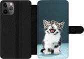 Bookcase Geschikt voor iPhone 11 Pro telefoonhoesje - Kat - Kitten - Miauw - Met vakjes - Wallet case met magneetsluiting
