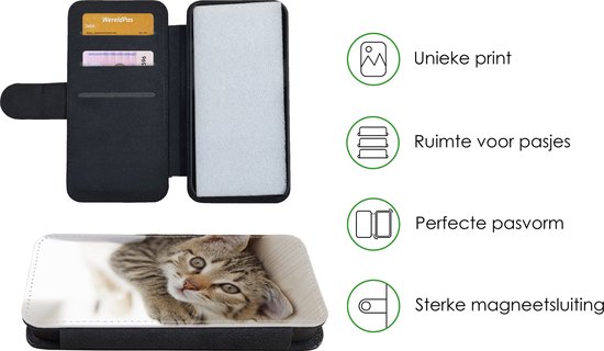 Bookcase téléphone iPhone 11 Pro Max Bookcase - Chaton - Soleil - Marron - Filles - Enfants - Garçons - Enfant - Avec compartiments - Étui portefeuille à fermeture magnétique