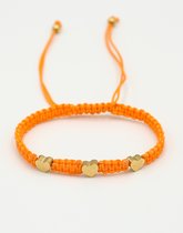 Glow Adora - Armbanden - Armbandje met 3 hartjes - Oranje/Goud