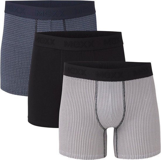 Mexx Boxers 3-pack Mannen - Zwart/ Marineblauw/ Grijs - Maat S