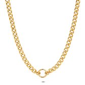 Twice As Nice Halsketting in goudkleurig edelstaal, gourmet ketting, ring  42 cm+5 cm