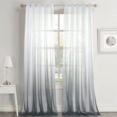 2 Stuks | Ombre Sheer Gradient Gordijnen | Grijs | Linen Blend | 140cm x 240cm