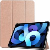 Hoes geschikt voor iPad Air 5 bookcase Rosegoud - Hoes geschikt voor iPad air 2022 hoes 10.9 - Hoes geschikt voor iPad Air 5 smart case Kunstleer - Hoes geschikt voor iPad air 2020 hoes Trifold Smart hoesje