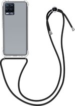 kwmobile telefoonhoesje compatibel met Realme 8 / 8 Pro - Hoesje met koord - Back cover in transparant / zwart