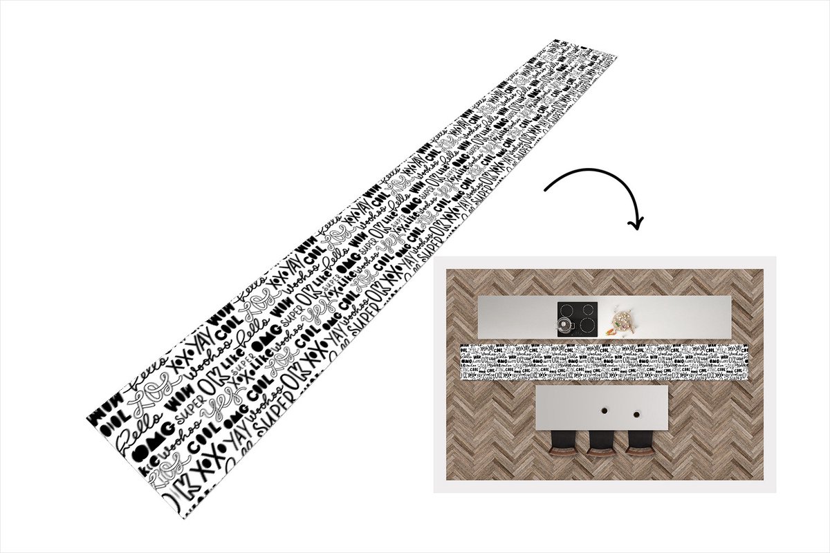 KitchenYeah Keukenloper - Keukenmat - Patronen - Tiener - Quotes - Letters - 480x60 cm - Keuken vloerkleed Multicolor