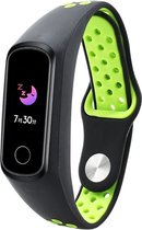 Siliconen Smartwatch bandje - Geschikt voor Honor band 4 / 5 sport band - zwart / groen - Strap-it Horlogeband / Polsband / Armband
