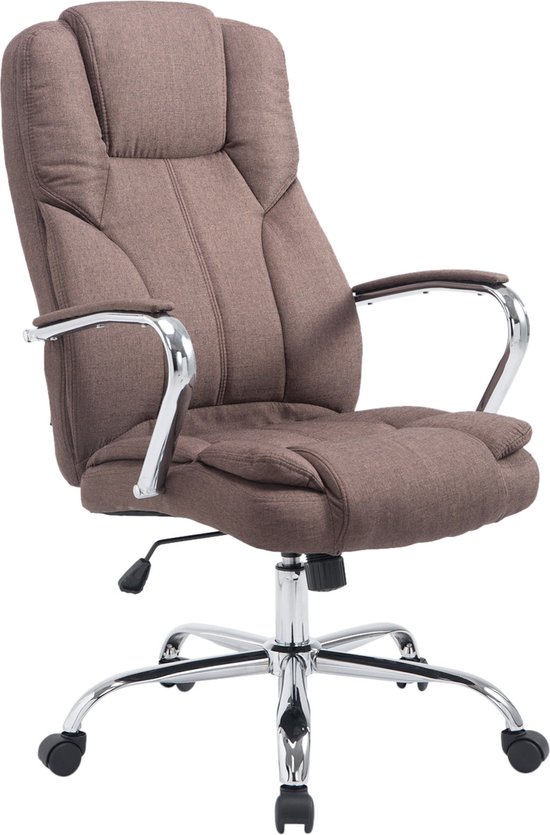 Chaise de bureau CLP XXL Chaise de direction Chaise de directeur BIG XANTHOS - charge lourde (jusqu'à 210 kg), ergonomique, revêtement en tissu - marron