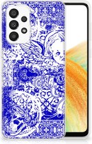 Back Case TPU Siliconen Hoesje Geschikt voor Samsung Galaxy A33 5G Smartphone hoesje Angel Skull Blue