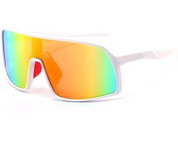 Garpex® Fietsbril Gepolariseerd - UV 400 - Outdoor Sportbril Racefiets, Mountainbike & Wintersport - Skibril Wit Frame met Rode Lens - Zonnebril