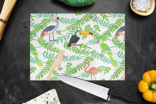 Planche à découper en Verres - 28x20 - Jungle - Vogel - Motifs - Planches à découper en Glas
