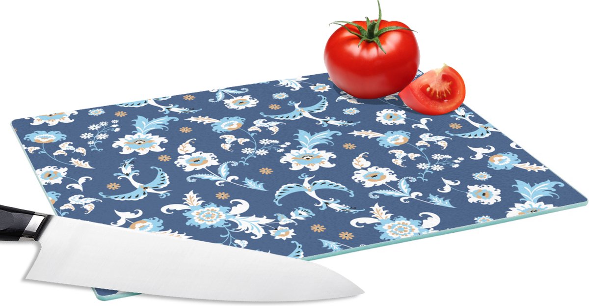 Glazen Snijplank - 28x20 - Patroon - Vogel - Bloemen - Snijplanken Glas