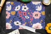 Planche à découper en Verres - 39x28 - Fleurs - Feuilles - Motifs - Planches à découper en Glas