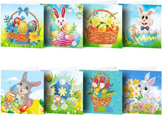 Diamond Painting Kerstkaarten set - 6 Stuks - Kerstgroeten en Wensen