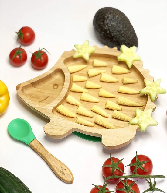 Set Vaisselle Enfant Cuillère Incluse Kleiner Fuchs Assiette En Bambou Enfant Avec Ventouse Cuillère Bol Bebe