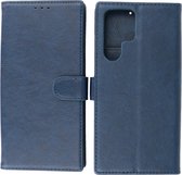 Hoesje Geschikt voor Samsung Galaxy S22 Ultra - Book Case Telefoonhoesje - Kaarthouder Portemonnee Hoesje - Wallet Cases - Navy