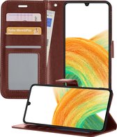 Hoesje Geschikt voor Samsung A33 Hoesje Book Case Hoes Portemonnee Cover Walletcase - Hoes Geschikt voor Samsung Galaxy A33 Hoes Bookcase Hoesje - Bruin