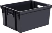 Caisse de rangement plastique empilable noire L44 x l35 x H24 cm - 30 litres - Caisses empilables