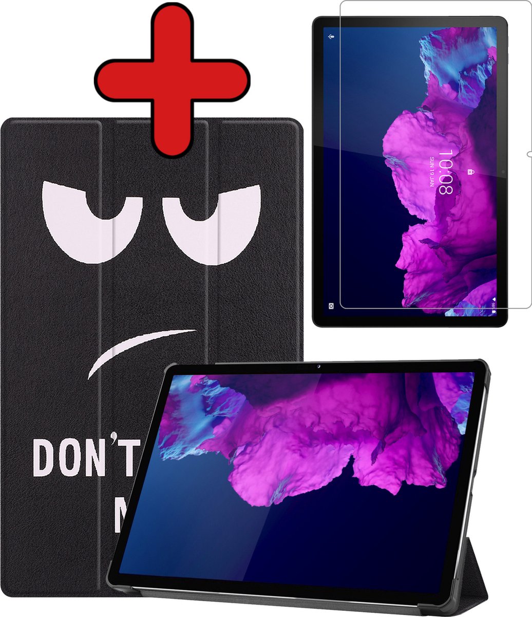 Hoesje - Geschikt voor Lenovo Tab P11 - Met Screenprotector - Hardcover Book Case - Trifold Bookcase Hoes - Hard Cover - Tablethoes - Don't Touch Me