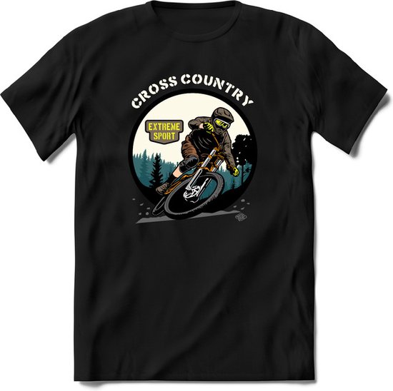 Cross Country | TSK Studio Mountainbike kleding Sport T-Shirt | Grijs | Heren / Dames | Perfect MTB Verjaardag Cadeau Shirt Maat S